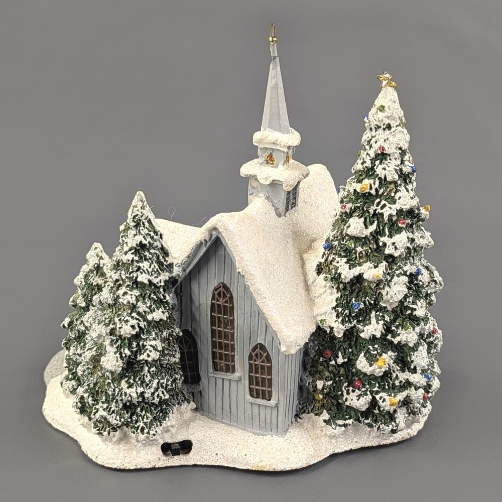 Christmas Village Church Nativity Scene Snowy Winter Figurine